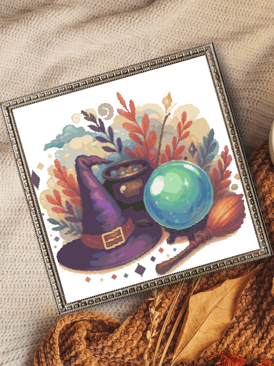 Cosy Witch Scene Cross Stitch Pattern product image (6)