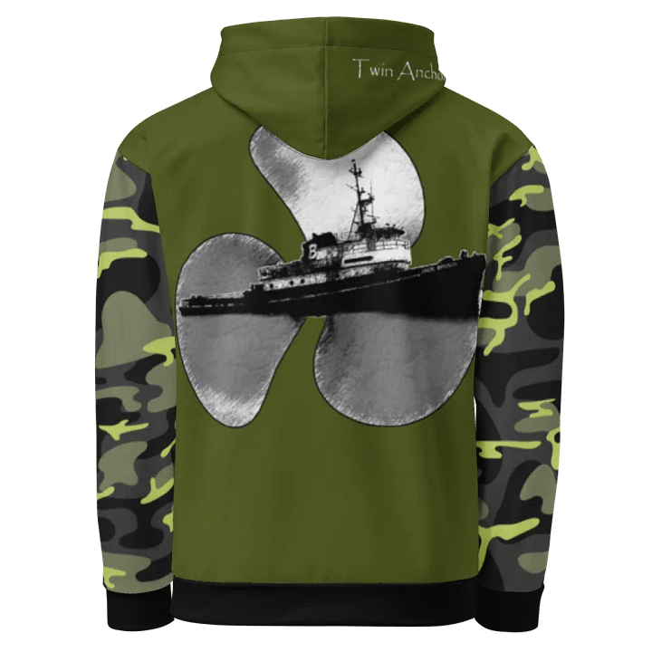 Camouflage & Green Three blade prop & Jack tug Hoodie product image (1)