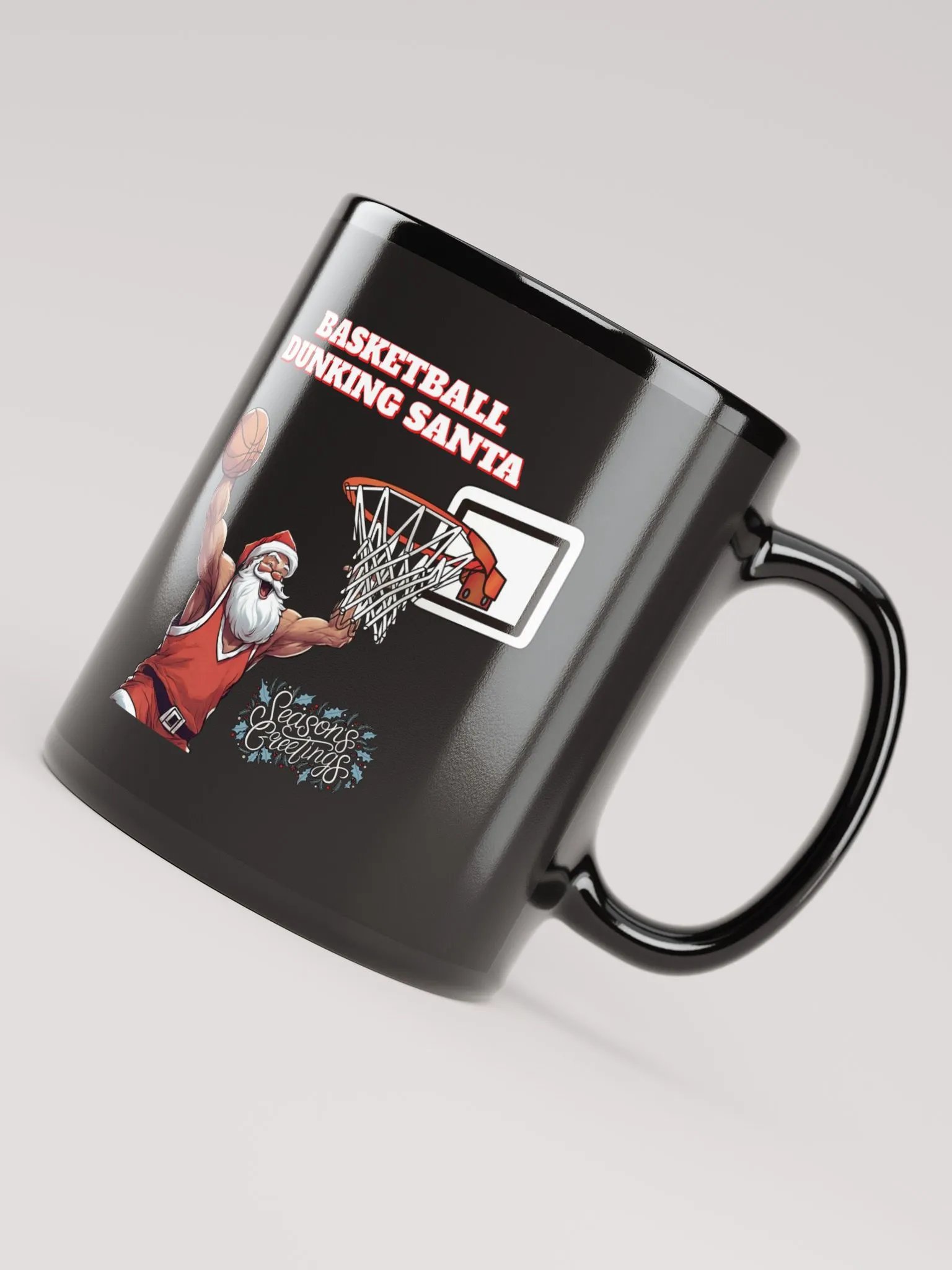 Basketball Dunking Santa Black Mug product image (8)