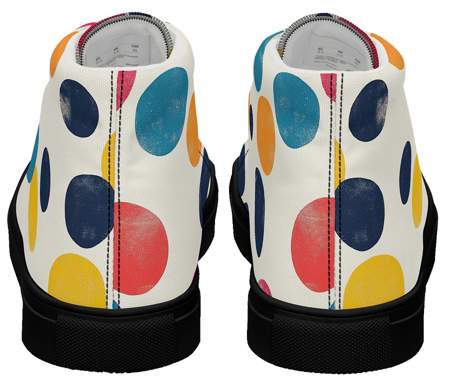 Polka Dot Illusion Vintage Retro Women's High Top Canvas Shoes product image (3)