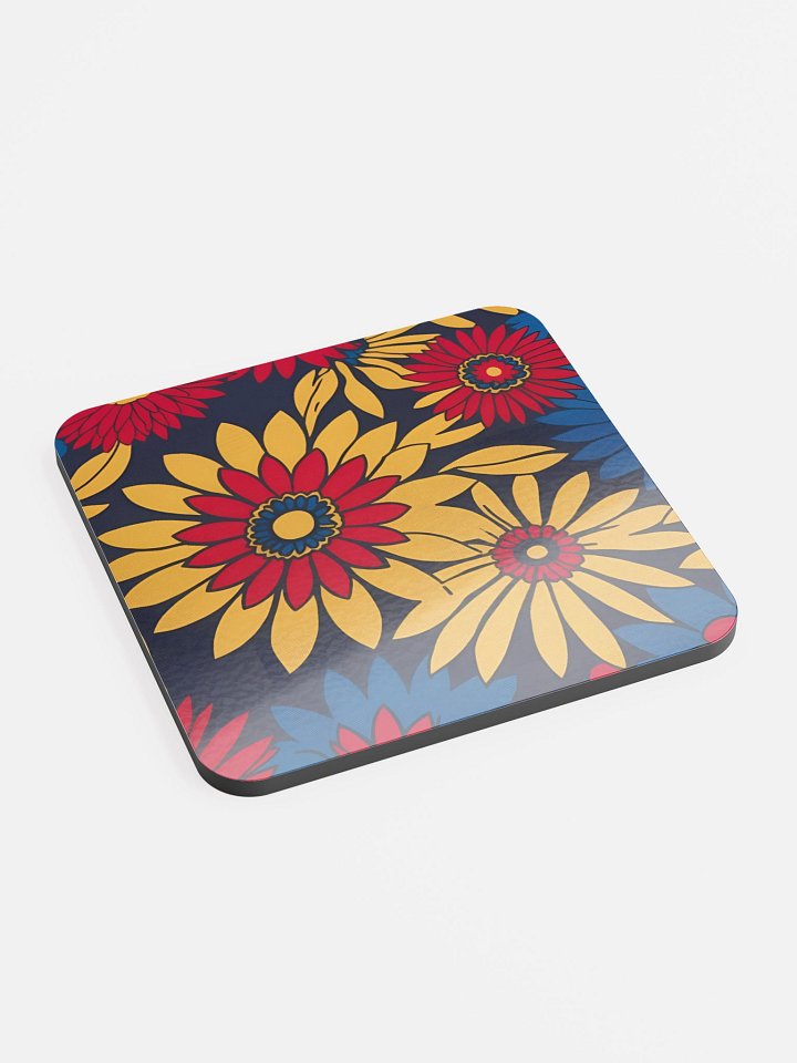 Vibrant Floral Glossed Cork Coaster product image (2)