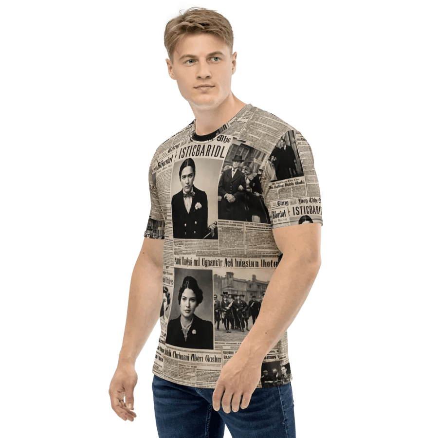 Vintage Newspaper Collage All-Over Print Tee product image (3)