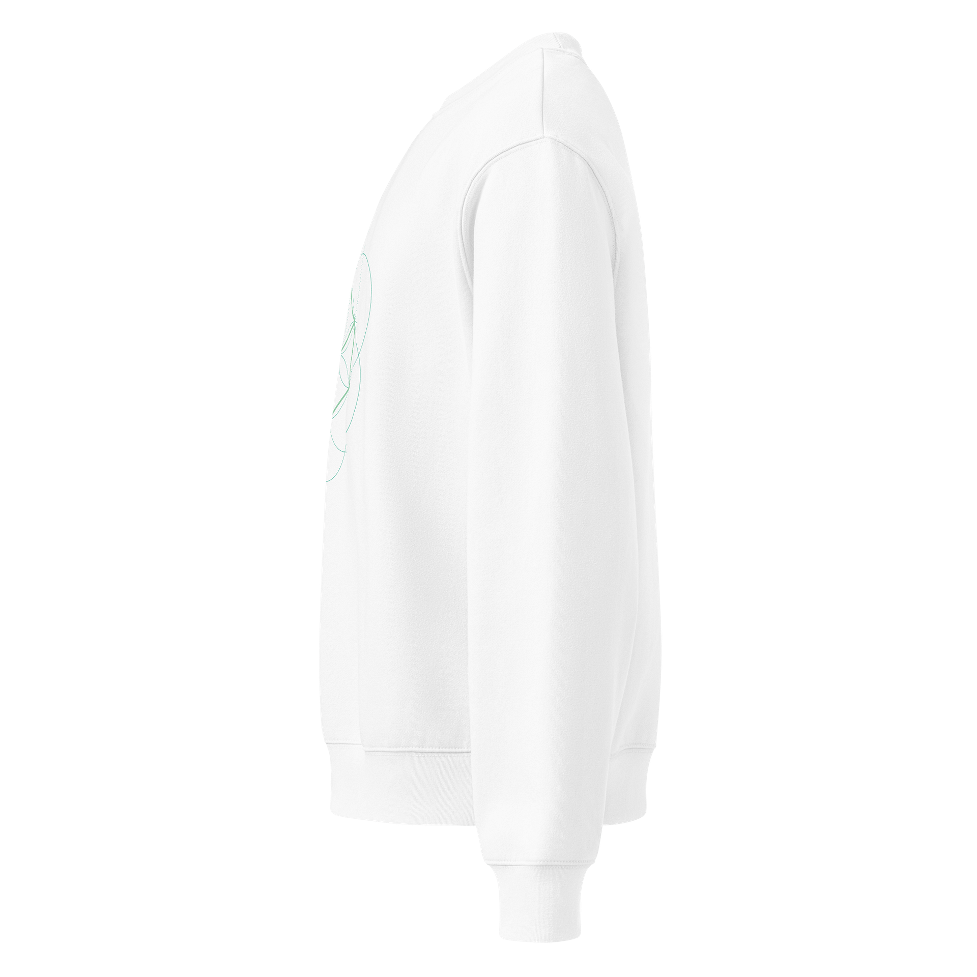 White Sweater – Green Hexahedron (Centered Front & Upper Back Print) product image (3)