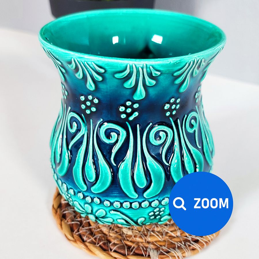 Ceramic milk/ayran cup, turquoise/green/emerald mug — handmade pottery, handmade ceramic product image (7)