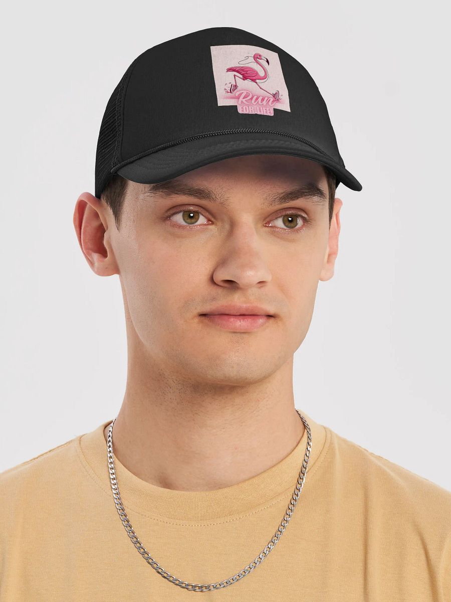 Flamingo Runner Foam Trucker Hat product image (5)