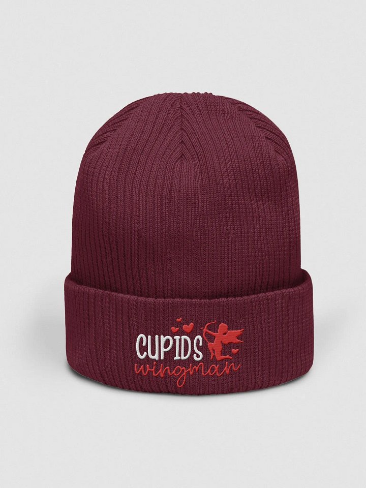 Cupid's Wingman Embroidered Organic Cotton Ribbed Beanie product image (7)