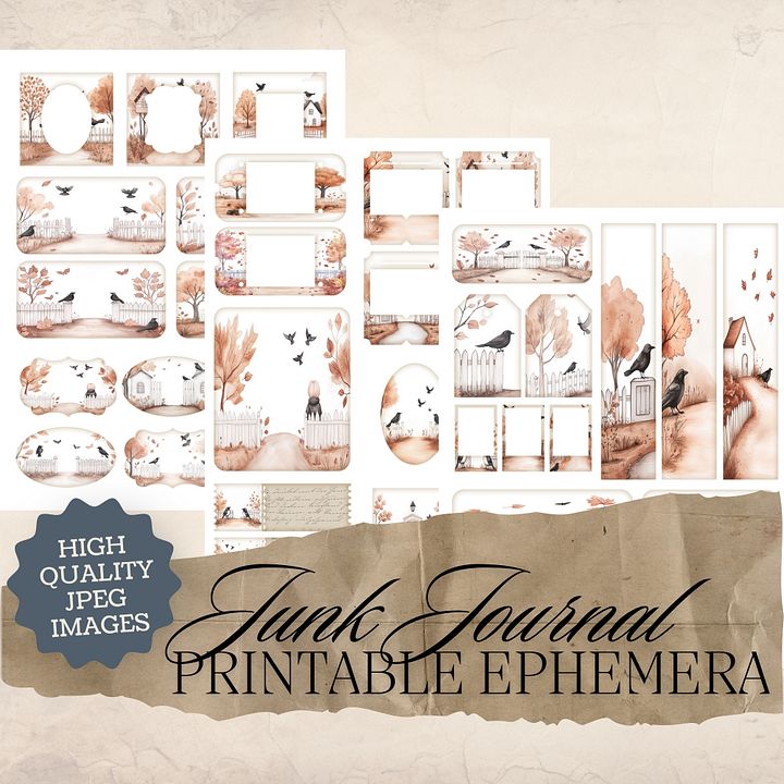 Autumn Crows - Printable Ephemera Set 1 V4 product image (1)
