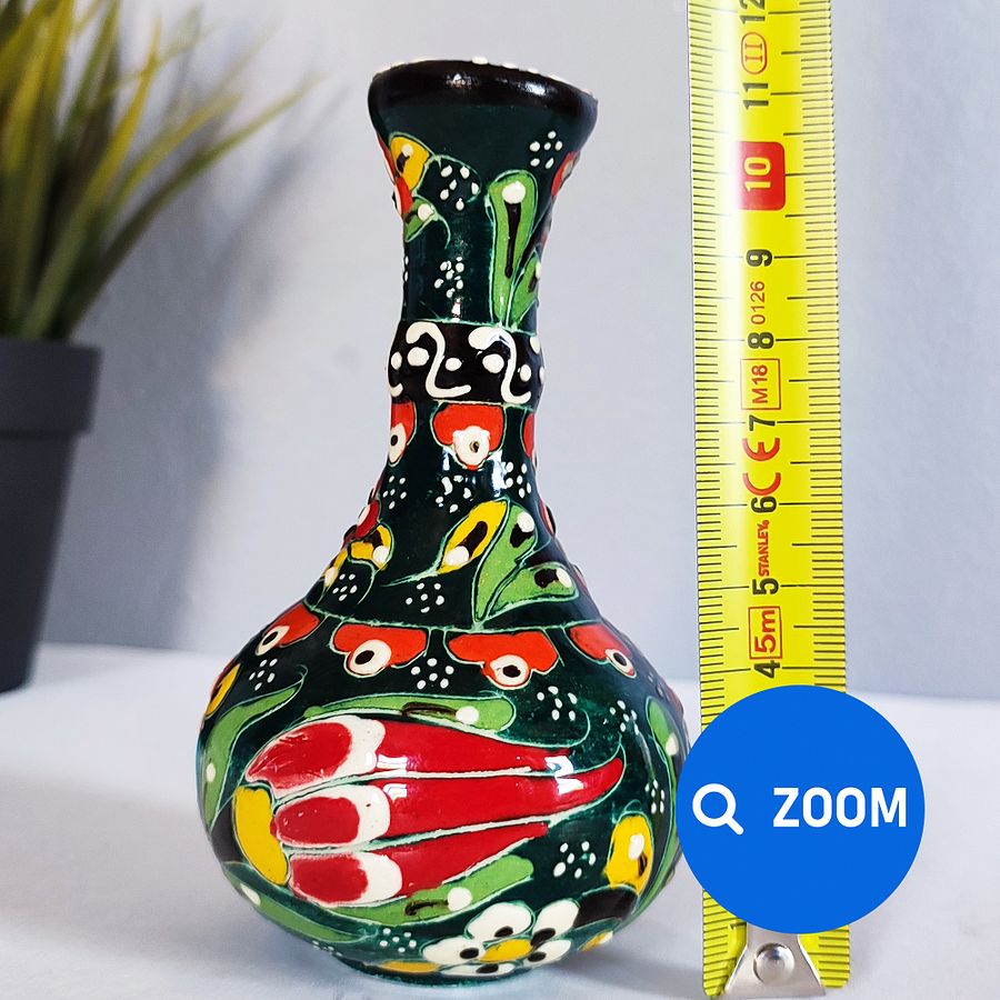 Ceramic vase (small), Turkish Iznik style (Gözyaşi) — handmade pottery product image (8)