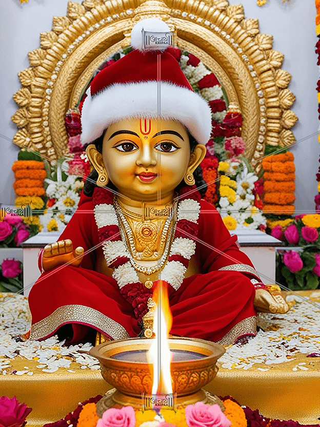 Divine Laddu Gopal in Mandir for Puja HD Wallpaper (Christmas) | Spiritual Serenity for Your Space product image (1)