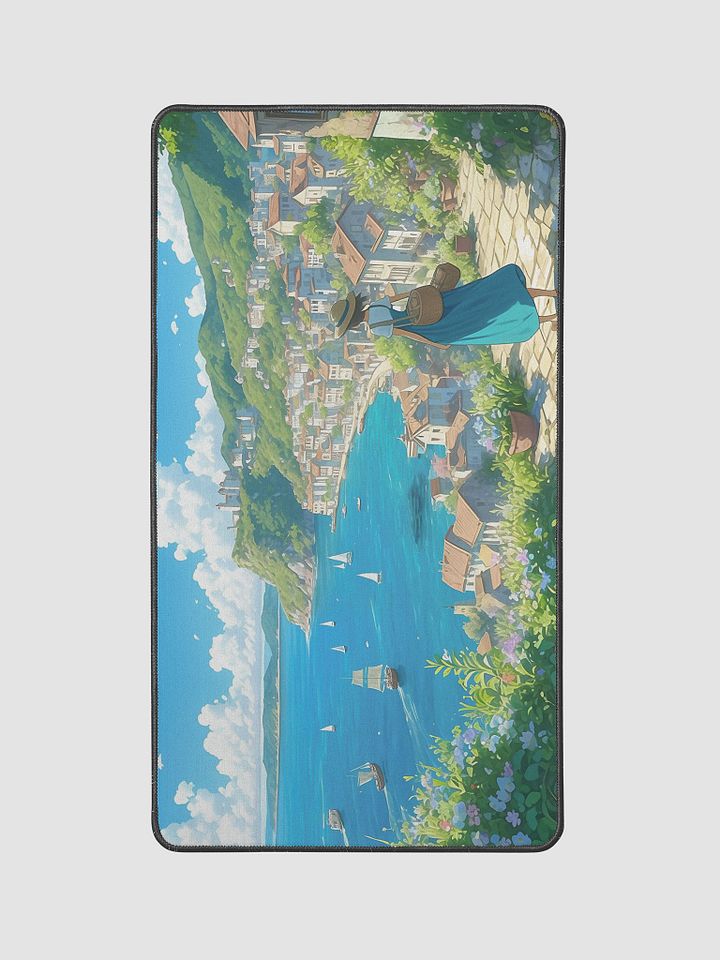 Serene Coastal Village Desk Mat - 12