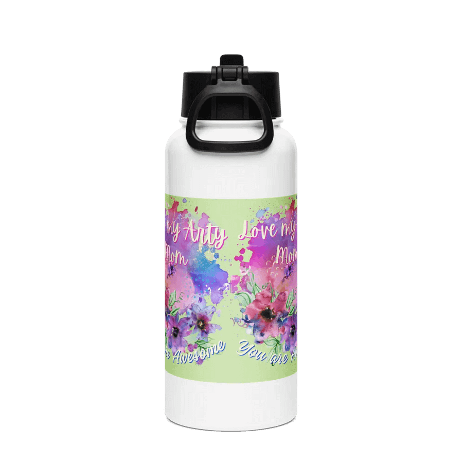 Arty Mom Love Water Bottle for creative moms on mothersday product image (2)