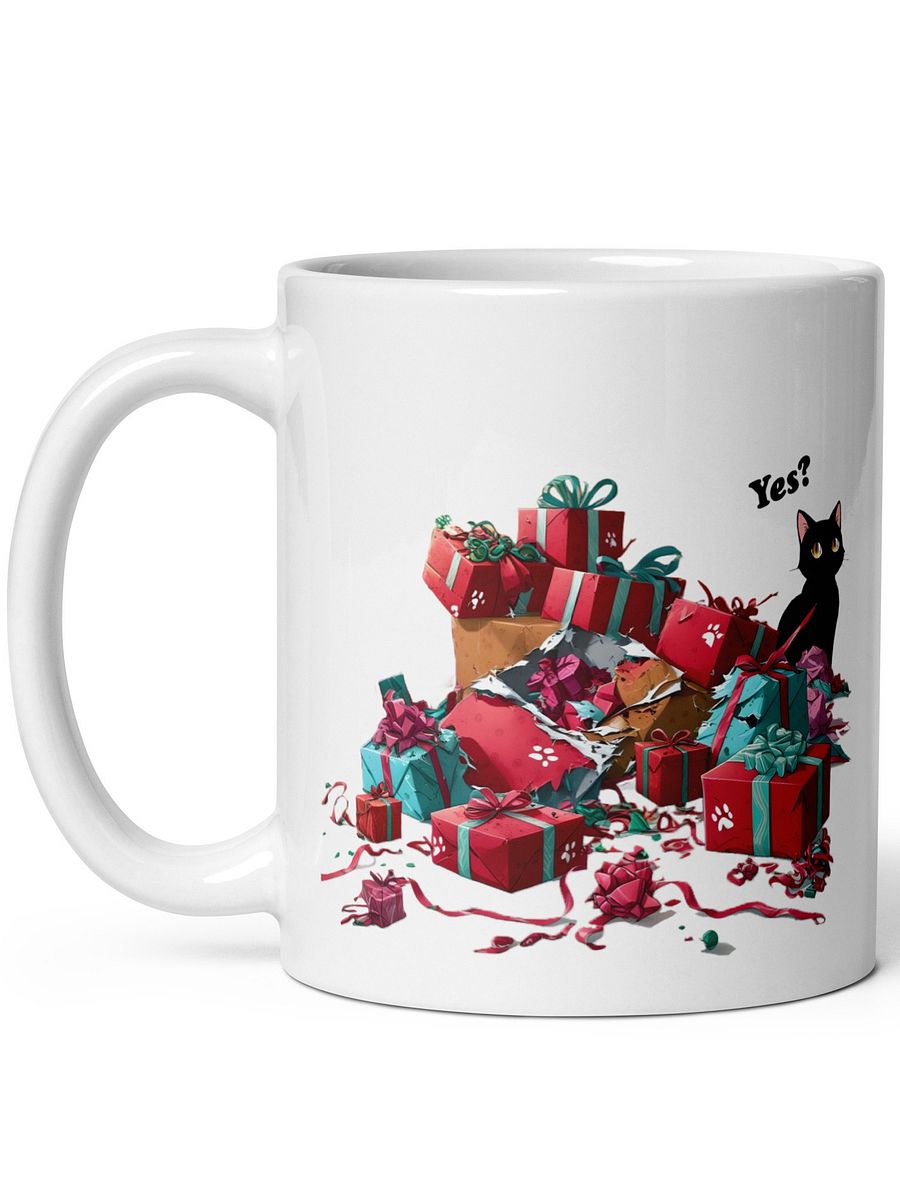 Personalized Black Cat Destroyed Christmas White Glossy Ceramic Mug product image (2)