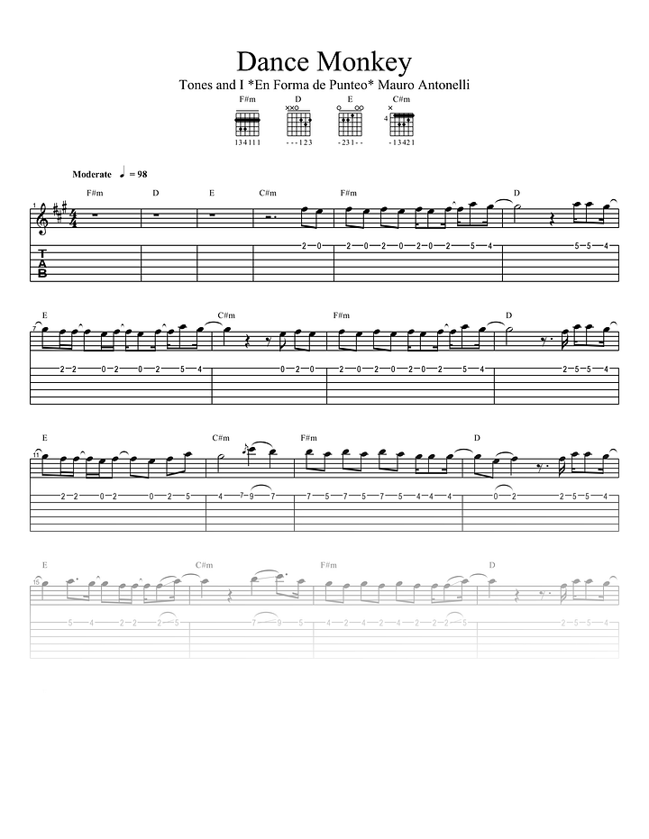 Dance monkey - Partitura + Tabs + Acordes product image (1)