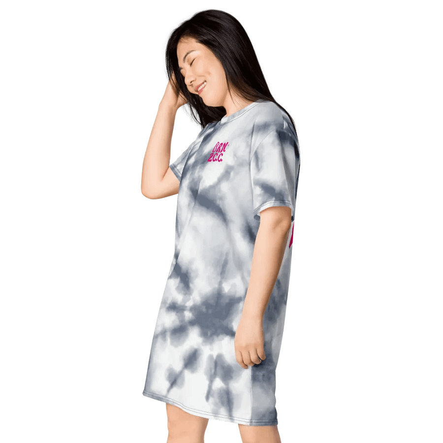 BOURNE to Cape Cod™ | Coastal Dream T-Shirt Dress | Gray & White Tie-Dye | Beachy-Chic & Bold product image (3)