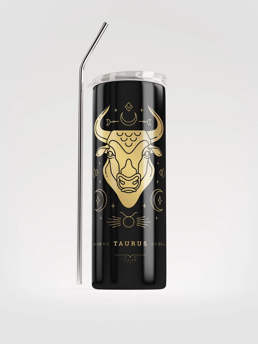 Celestial Elegance: Golden Taurus Steel Tumbler for Zodiac Devotees product image (1)
