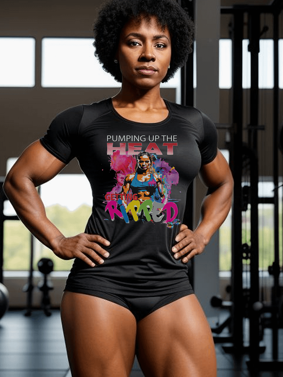 Pumping Up The Heat Getting Ripped Female Woman Bodybuilder Fitness Gym T-Shirt product image (3)