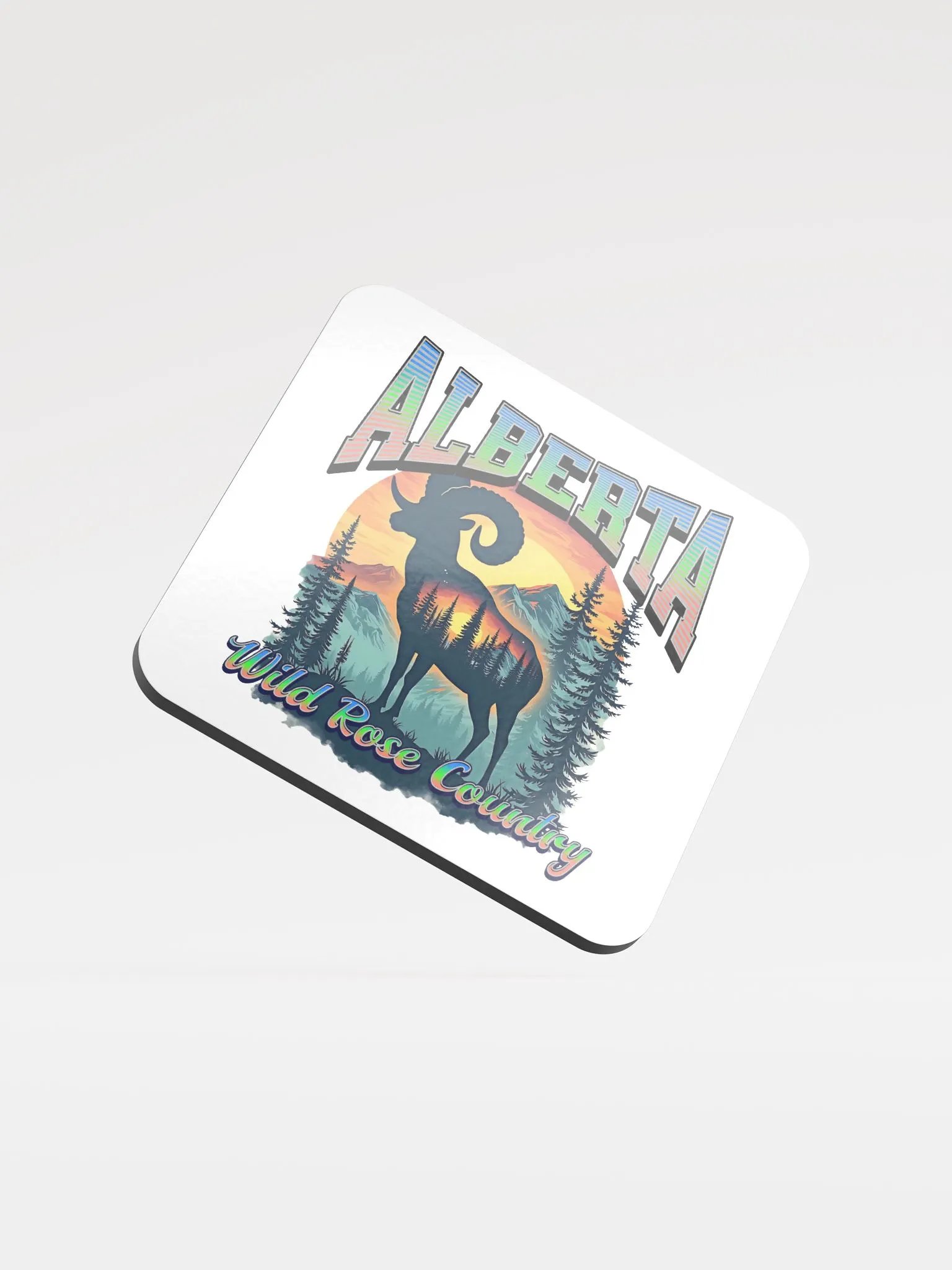 Alberta Wild Rose Country Rocky Mountain Bighorn Sheep Coaster Set product image (2)