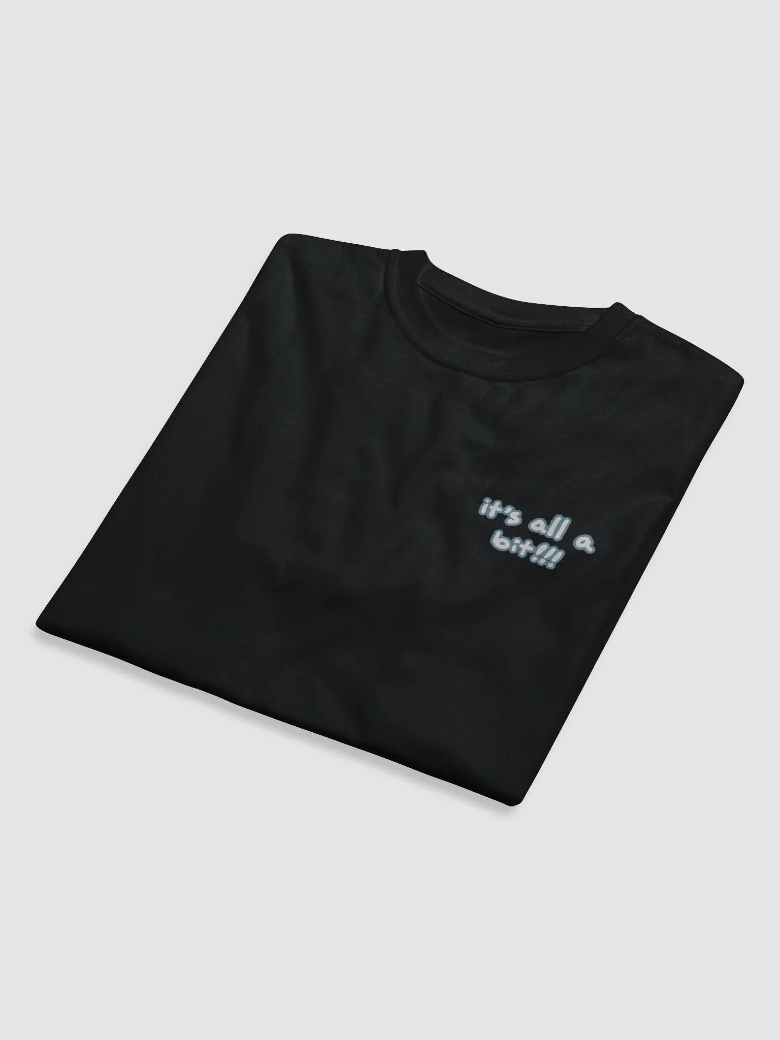 “It’s all a bit!!!” (sm. lined design, #709AAF) unisex eco tee product image (8)