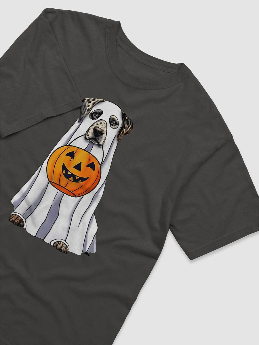Catahoula Leopard Dog Halloween Tee | Funny Halloween CLD Wearing a Ghost Costume with Pumpkin Basket product image (8)
