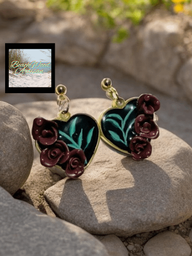 Dark Rose Heart earrings product image (3)