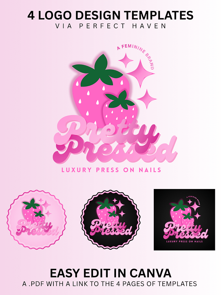Logo Designs - 4 Press On Nails Logo Design Templates - Digital Download product image (1)