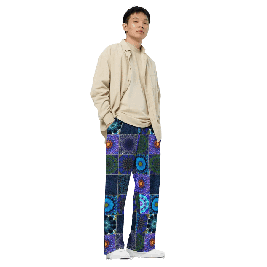 Blue Crazy Quilt Wideleg Pants product image (3)