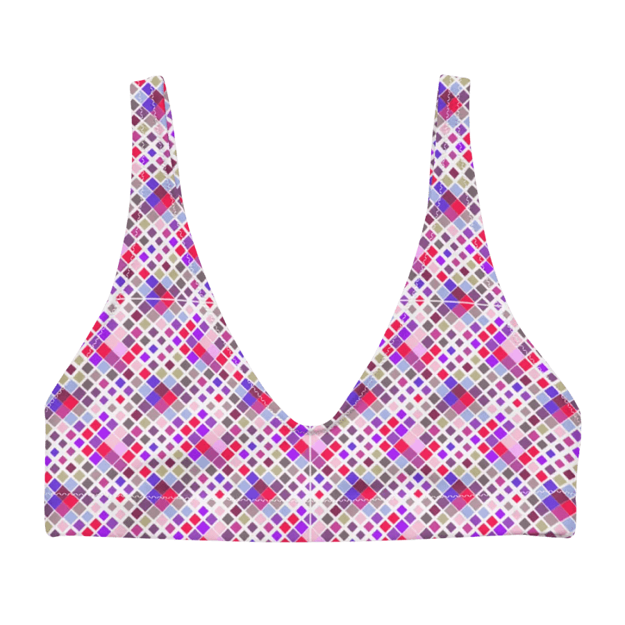 Colorful Square Pattern Design Padded Bikini Top product image (4)