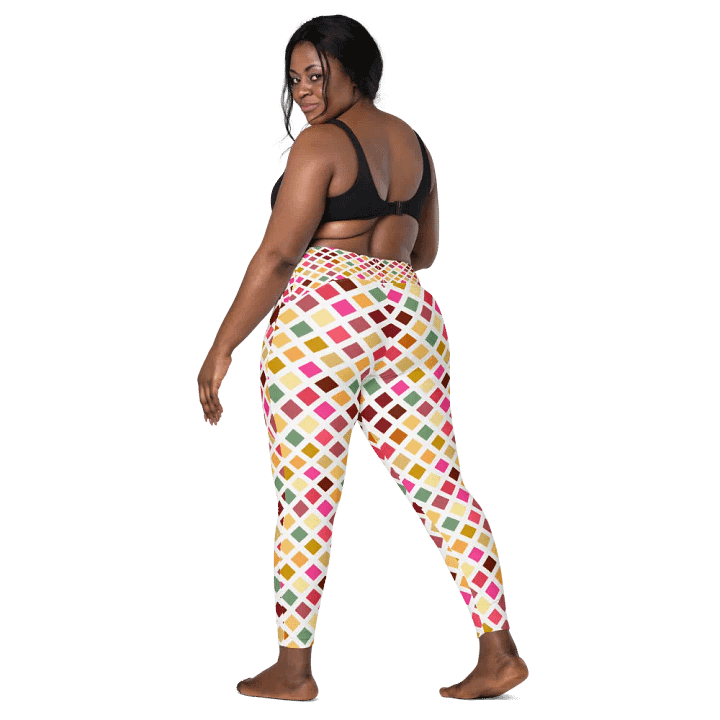 Colorful Square Pattern Design Leggings with Pocket - v9 product image (2)