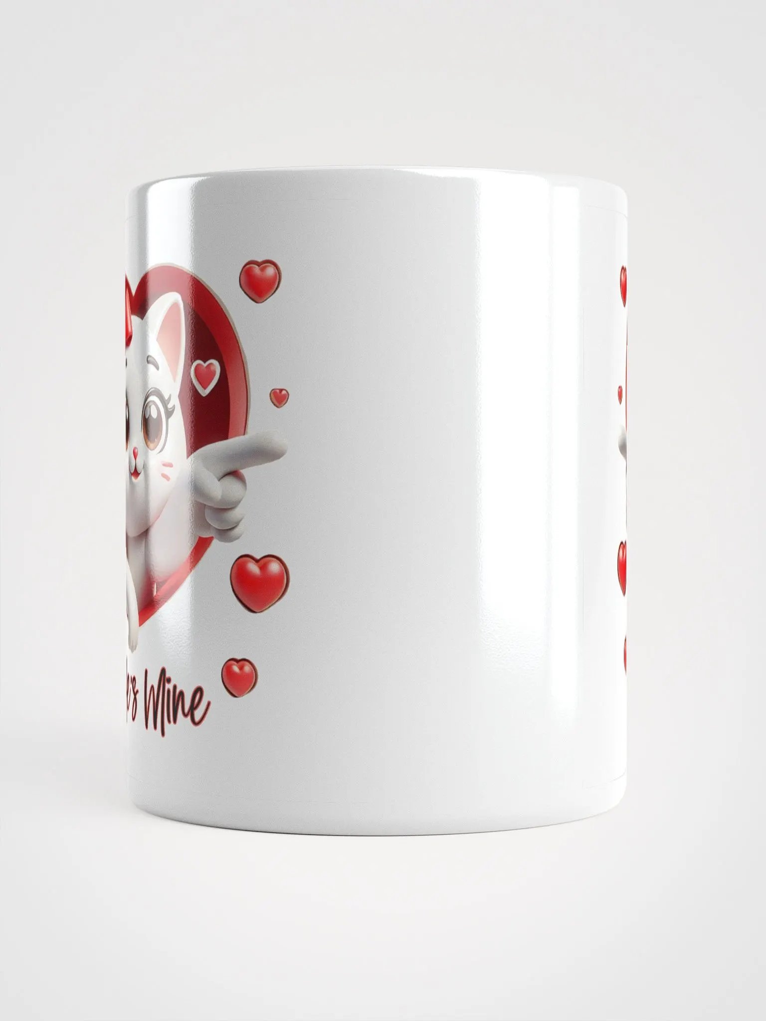 Cute Cat Heart Mug Purrfect Love "He's Mine!" product image (5)