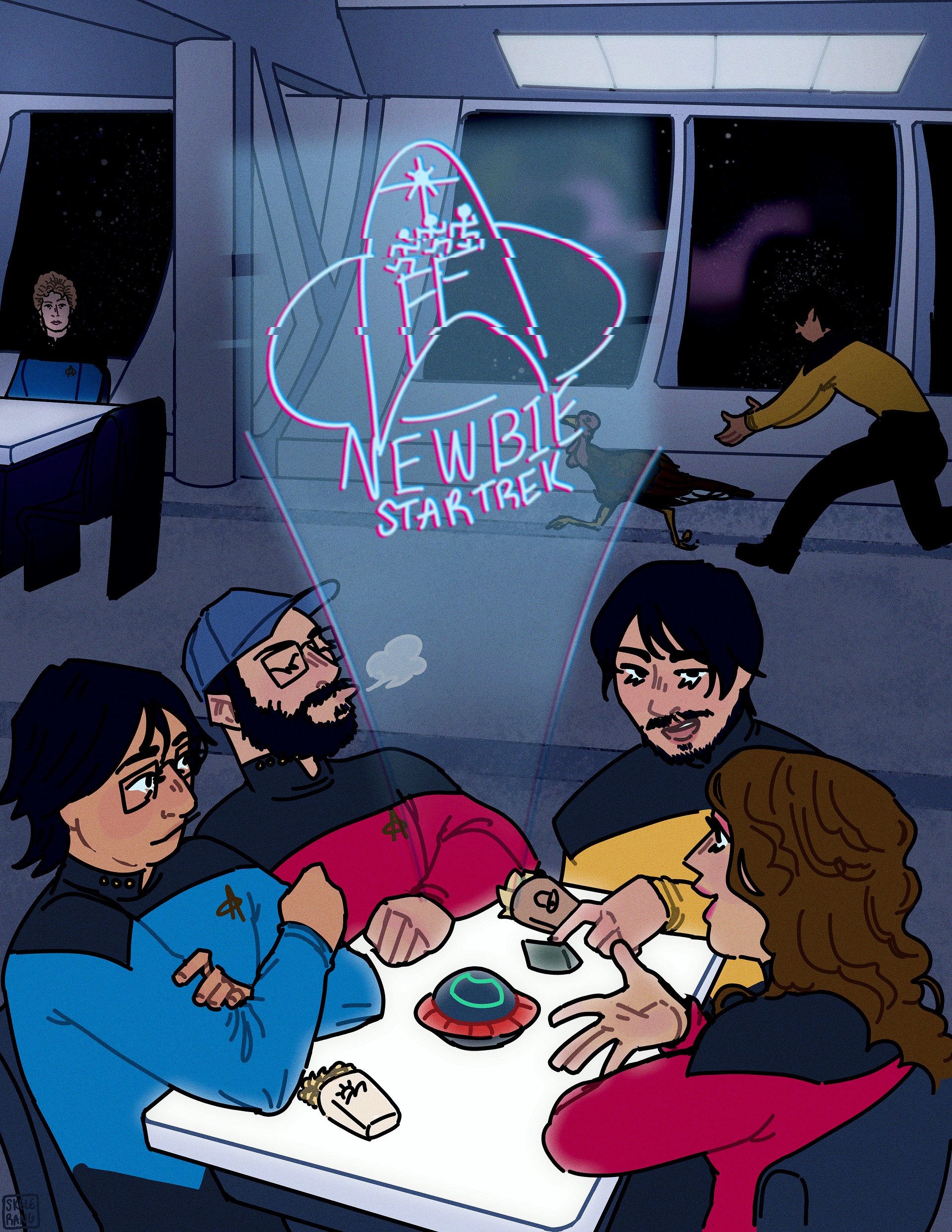 "Chillin' in Ten Forward" T-shirt by SKELERANG (Purple) product image (4)