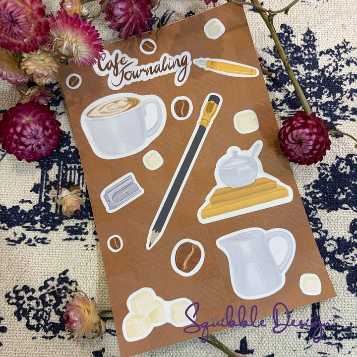 Paper Sticker Sheet - Cafe Journaling product image (1)