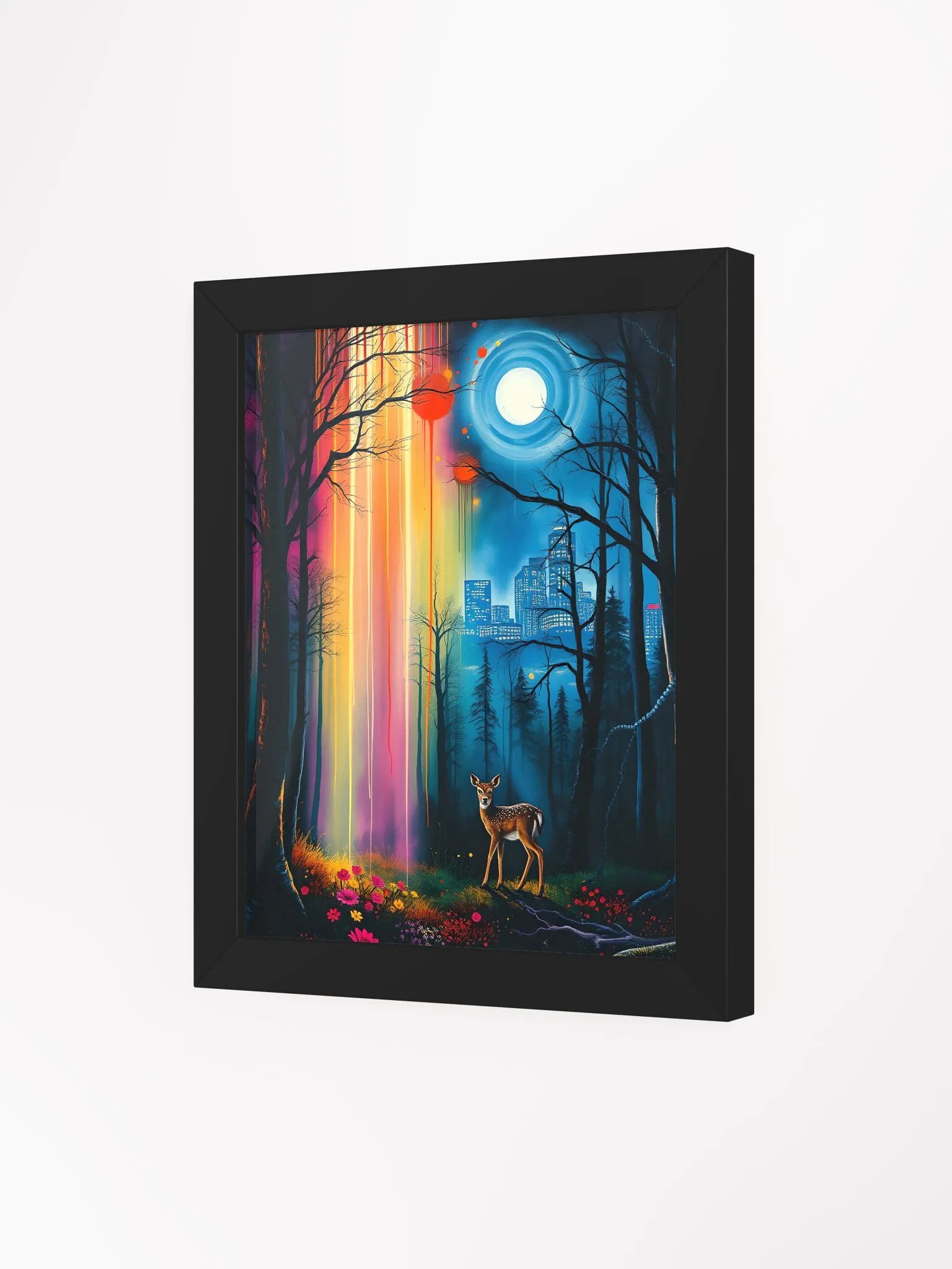 Magical Deer in an enchanted forest, eco friendly wood framed print product image (17)