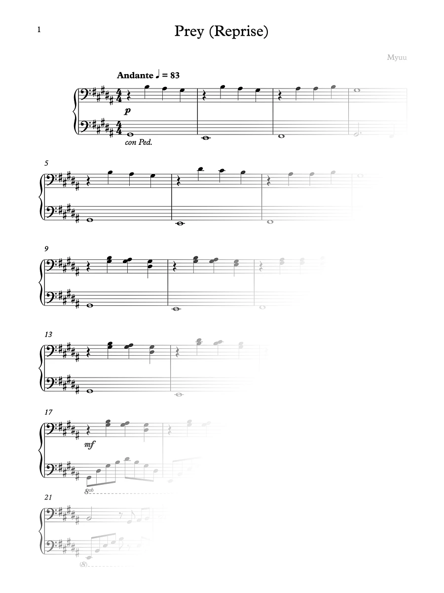 Sheet Music - Prey (Reprise) product image (1)