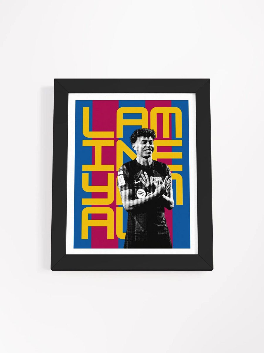 Lamine Yamal BW Barcelona Name Art Framed Print product image (4)