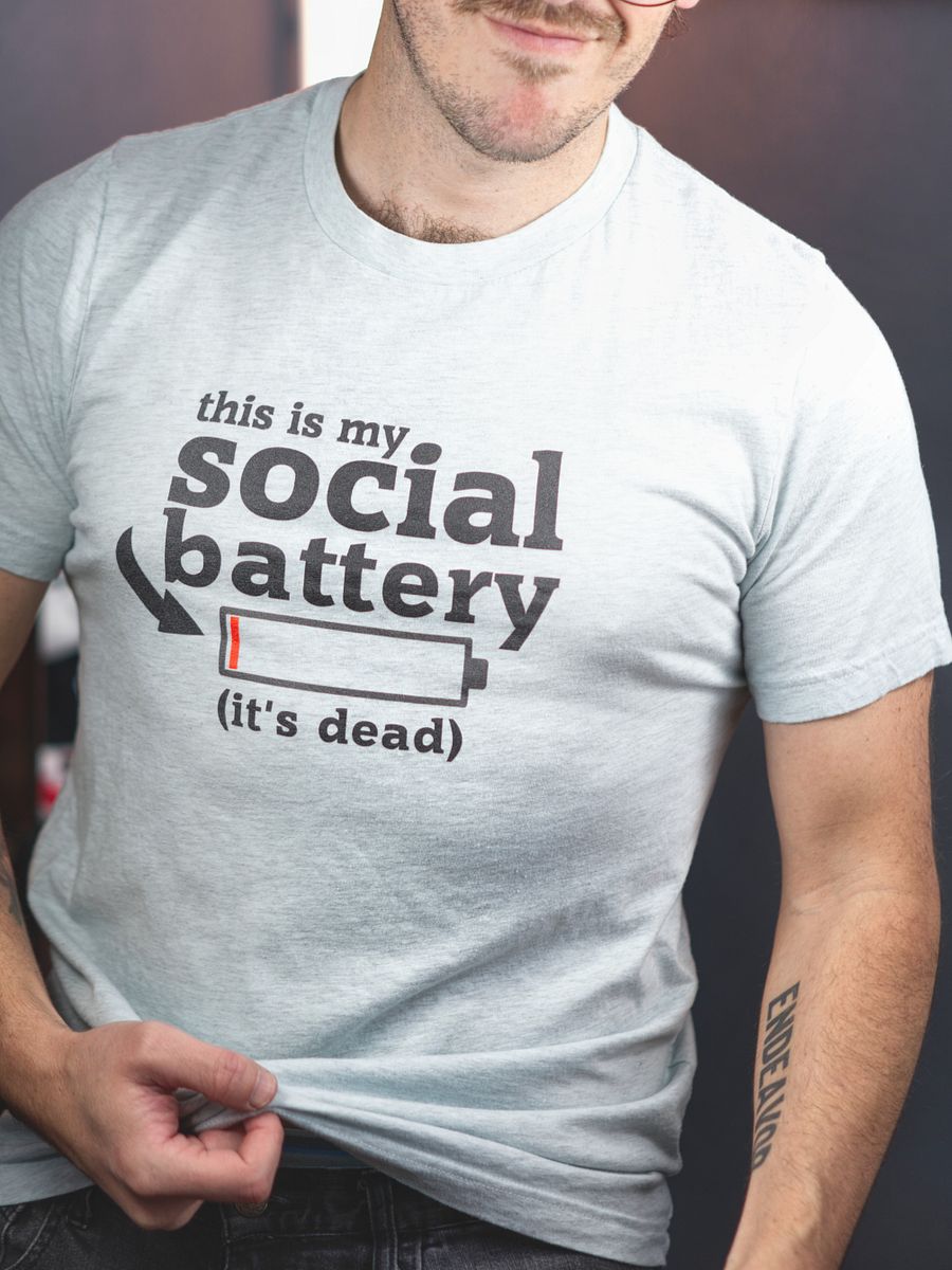 This Is My Social Battery ((It's Dead) Tee - Light Blue product image (1)