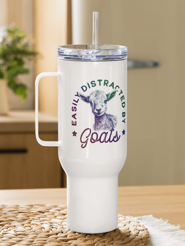 "Easily distracted by goats" Travel Mug with a Handle product image (13)
