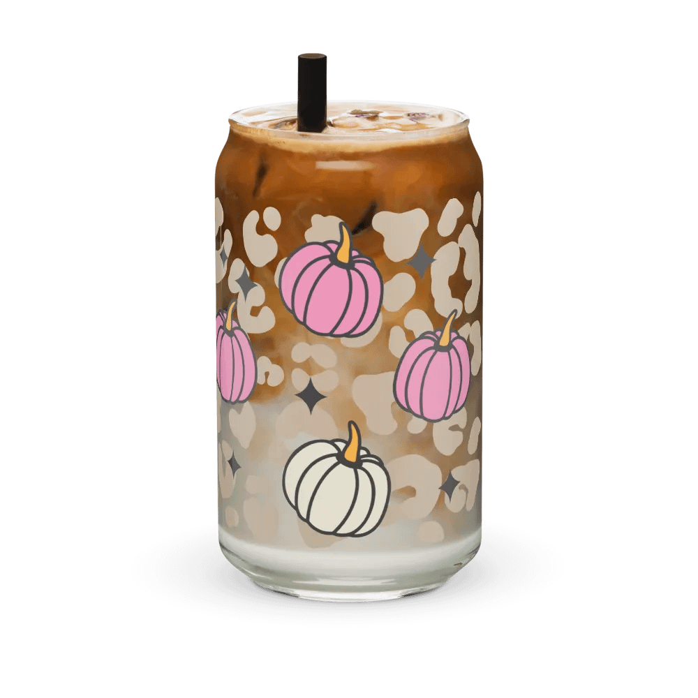 Pink Starry Pumpkin Can Glass, Wood Cover and Metal Straw product image (12)