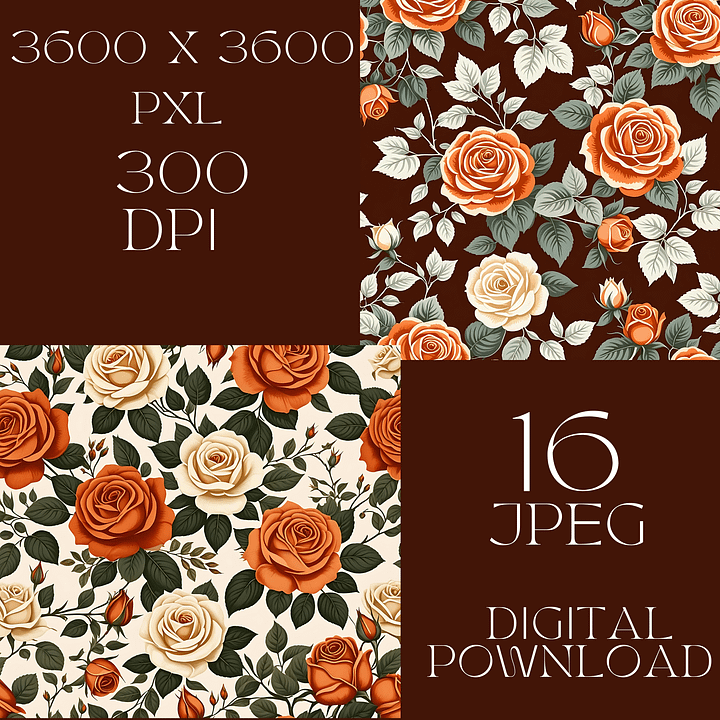 Rustic Vintage Rose Pattern Paper Pack Bundle product image (2)