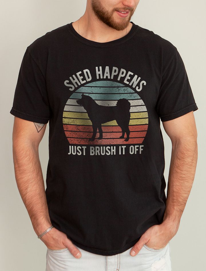 Shed Happens Tee | Funny Akita Inu T-Shirt for Dog Lovers | Retro Vintage Sunset Dog Lover T-Shirt product image (1)