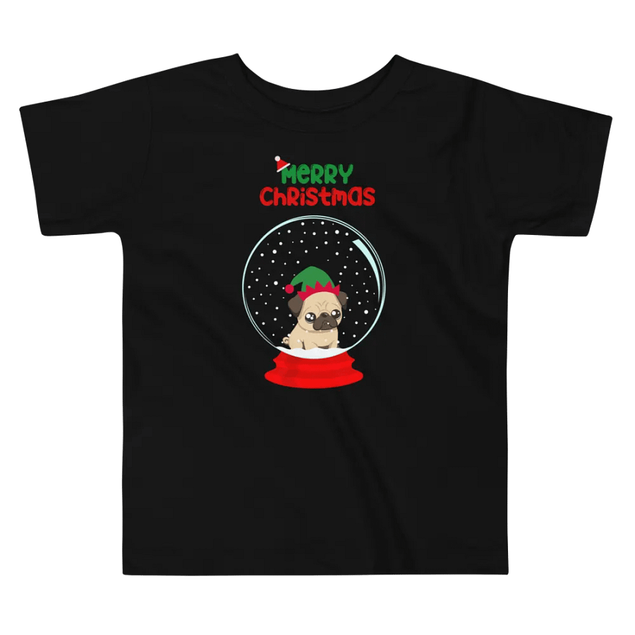 Merry Christmas Pug Snow Globe Toddler T-Shirt product image (3)