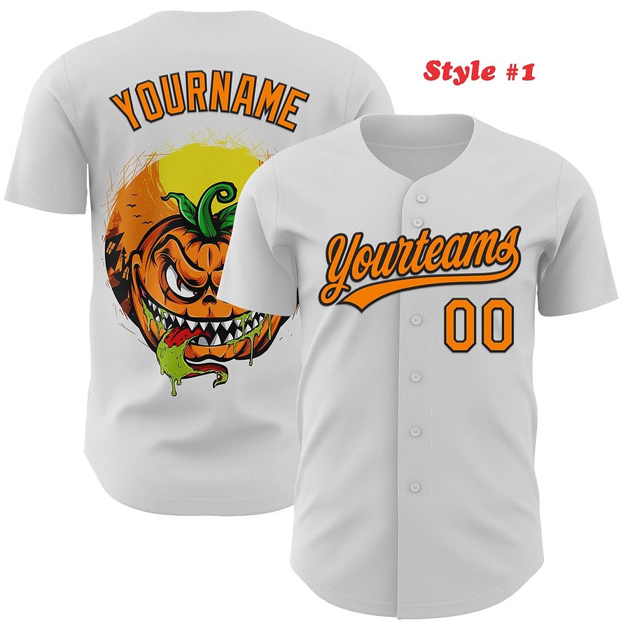 Authentic Baseball Jersey, Custom Baseball Jersey, Personalized Sport Jersey, Colorful, Flowers, Number, Logo, Halloween product image (187)