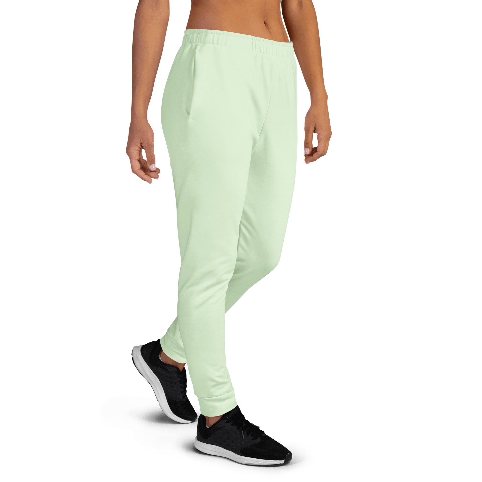 Pastel Mint Green Solid Color Women's Fleece Sweatpants product image (4)