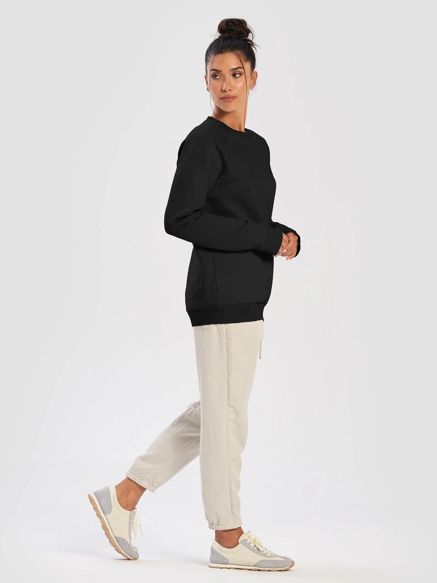 Plain Color Black Raglan Sweatshirt product image (3)