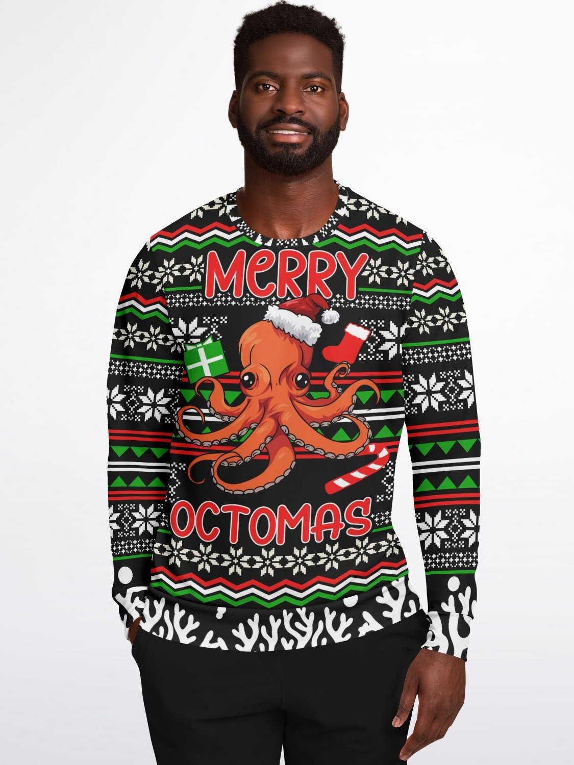"Merry Octomas" Christmas Sweatshirt | Octopus Holiday Sweater | Ocean Lover Christmas Outfit product image (5)