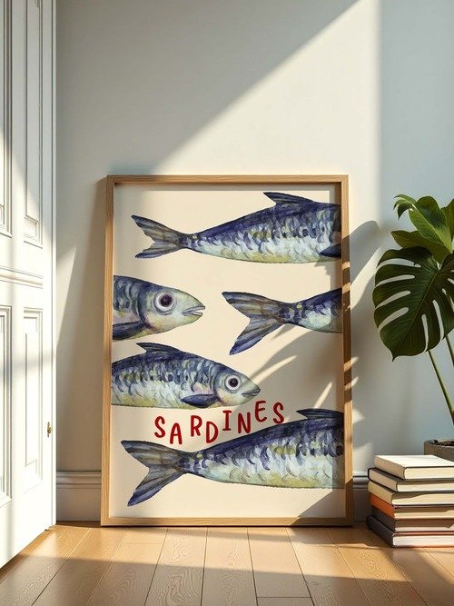 Sardine Wall Art Sardines Tin Fish Poster Colorful Kitchen Print product image (9)