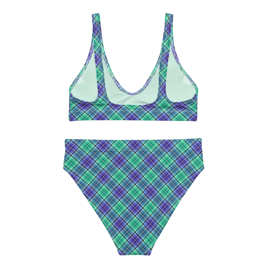 Bright Green and Purple Plaid Bikini product image (4)