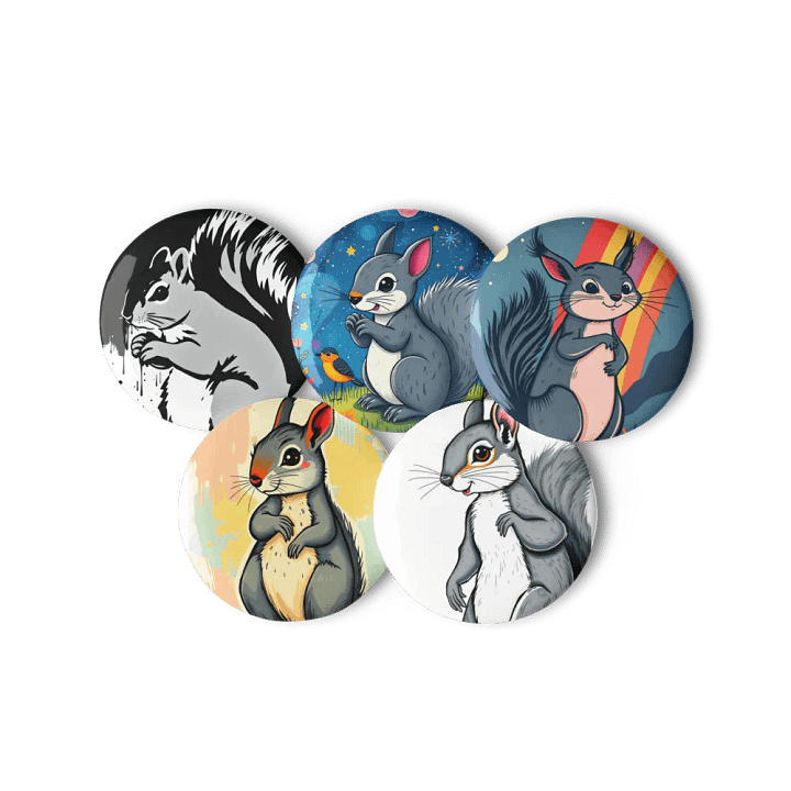Whimsical Squirrel Pin Button Set product image (3)