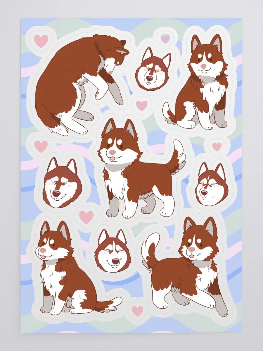 Red Siberian Husky Dog Kiss Cut Sticker Sheet product image (4)
