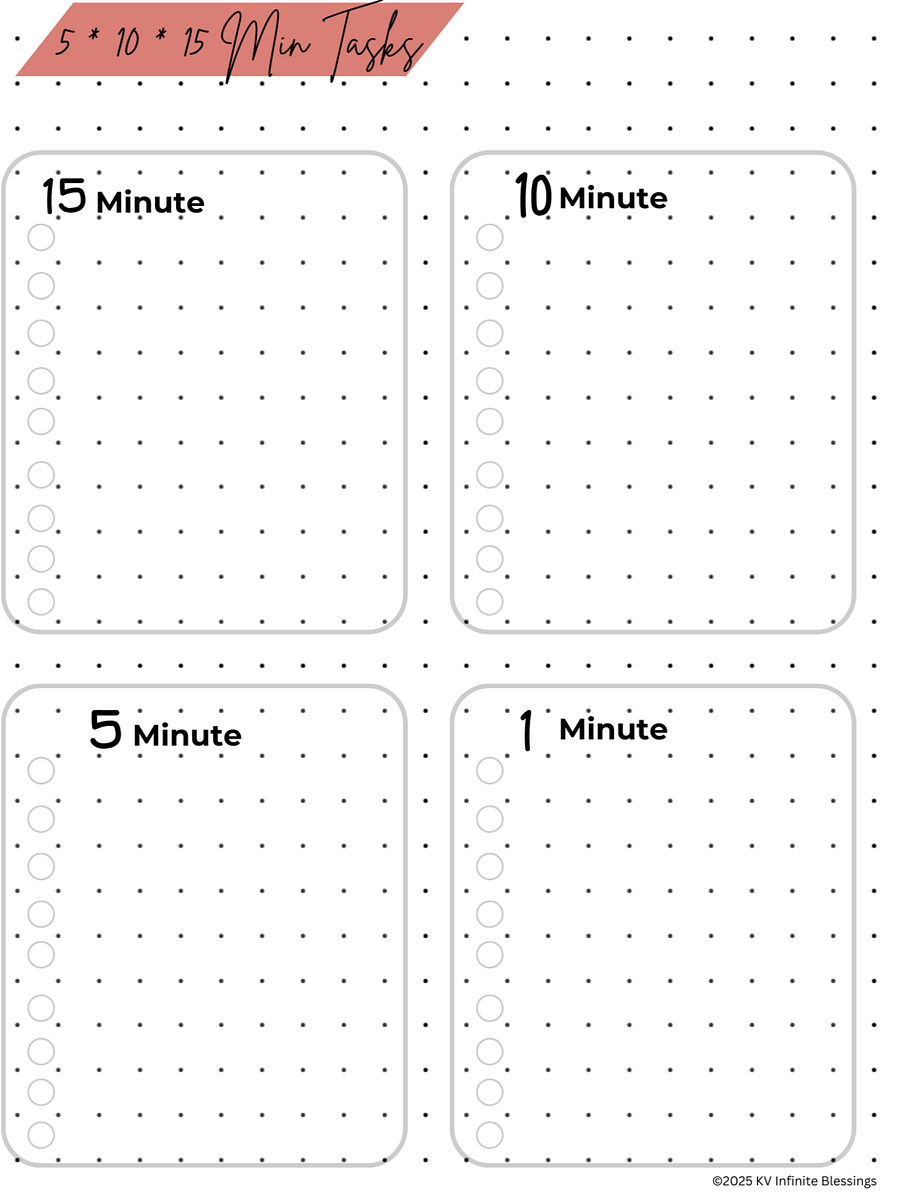 5, 10, 15-Minute Task List | Digital & Printable Bullet Journal product image (4)
