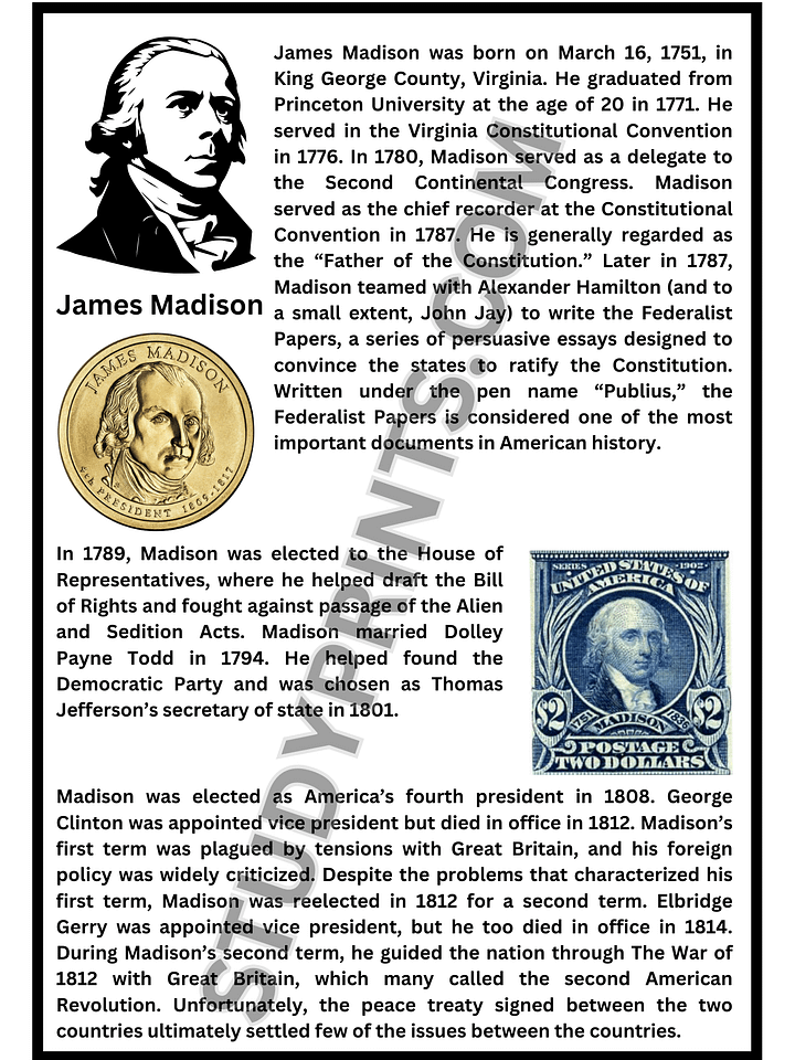 James Madison Biography pdf product image (2)
